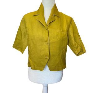 JM Goulbourn Broderie Single  Breasted Yellow Womens Jacket Top Embroidered  S